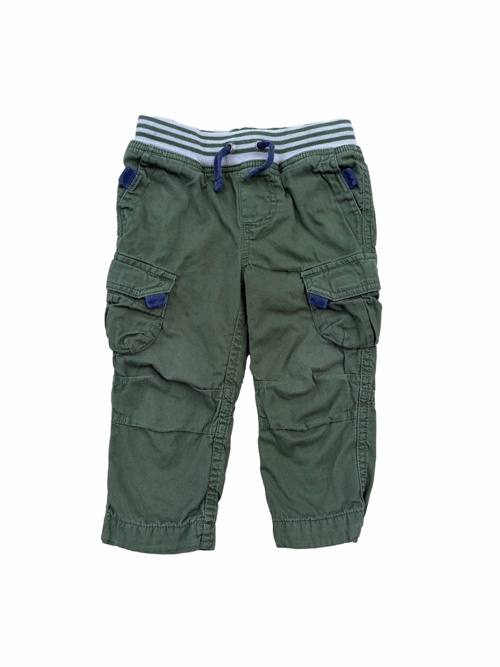 Hanna Andersson Size 80, 18-24 Months Olive Green Jersey Lined Cargo Pants